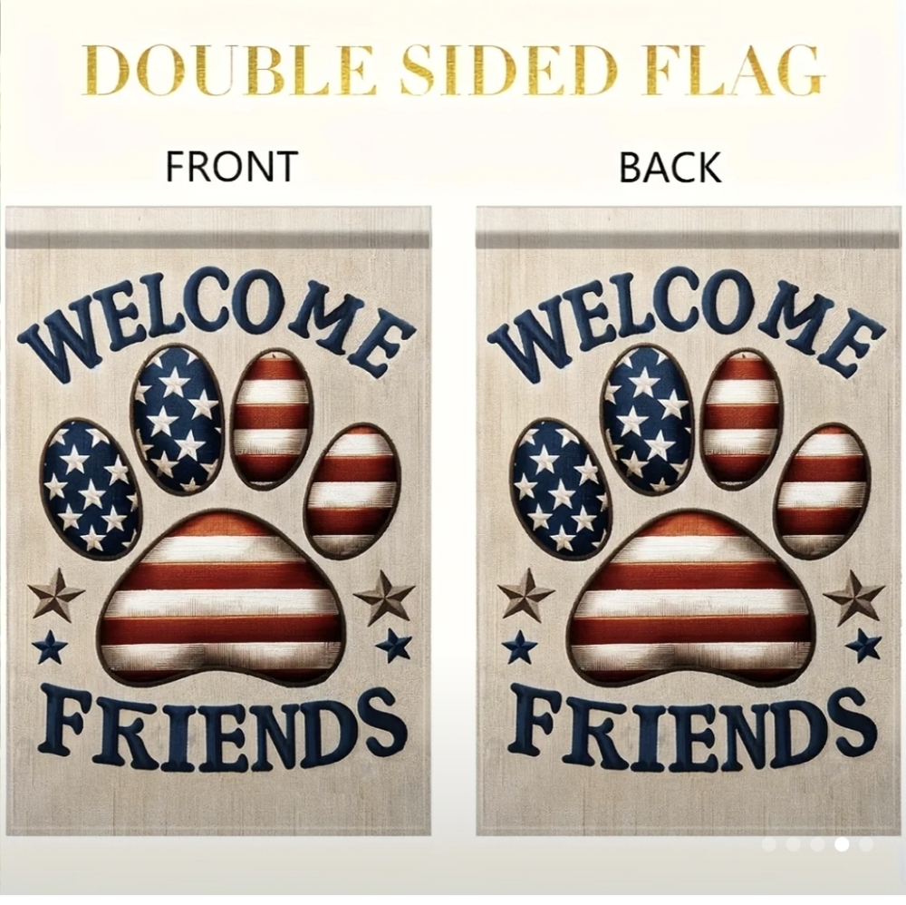 Any 2/$12 - Patriotic Paw Welcome Friends Garden Flag - Picture 5 of 5